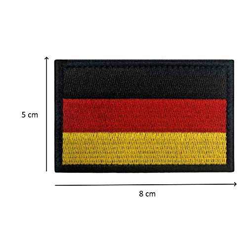 Parche Bandera Alemania para Ropa Ejercito – 8 x 5 cm - Escudo Bordado Militar Táctico Colores Originales Chaqueta Mochila Crossfit Aplicaciones para Coser Emblema Nacional Apliques Costura