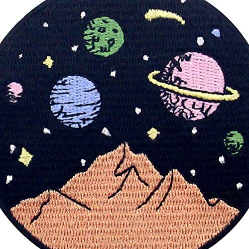 Parche termoadhesivo para la ropa, diseño de Montañas con escena del espacio exterior de la galaxia