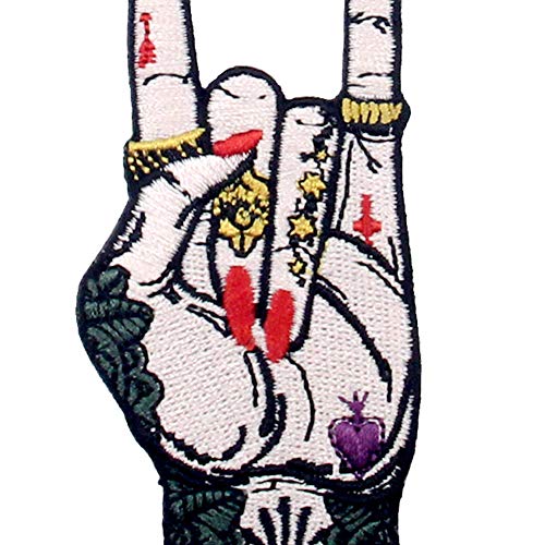 Parche termoadhesivo para la ropa, diseño de Rock and Roll Tatuaje mano Muestra del dedo