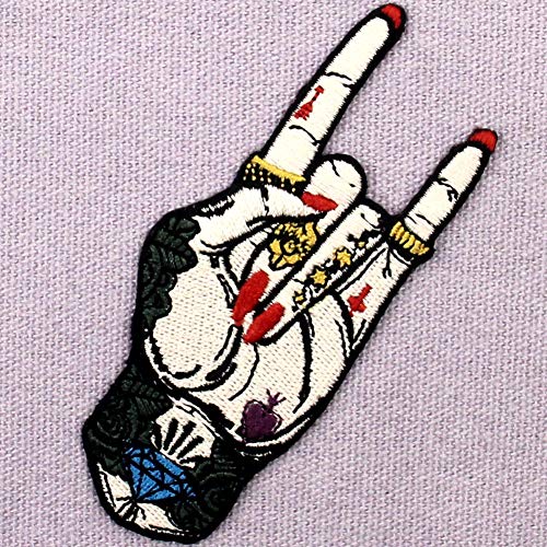 Parche termoadhesivo para la ropa, diseño de Rock and Roll Tatuaje mano Muestra del dedo
