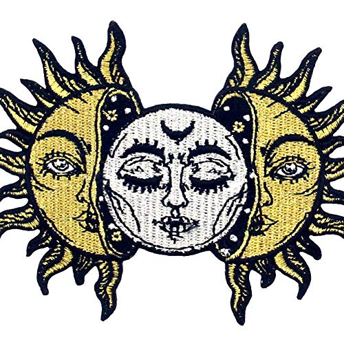 Parche termoadhesivo para la ropa, diseño de Sol y Luna