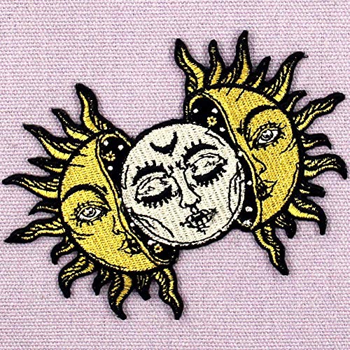 Parche termoadhesivo para la ropa, diseño de Sol y Luna