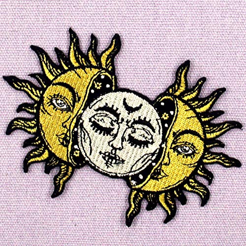 Parche termoadhesivo para la ropa, diseño de Sol y Luna