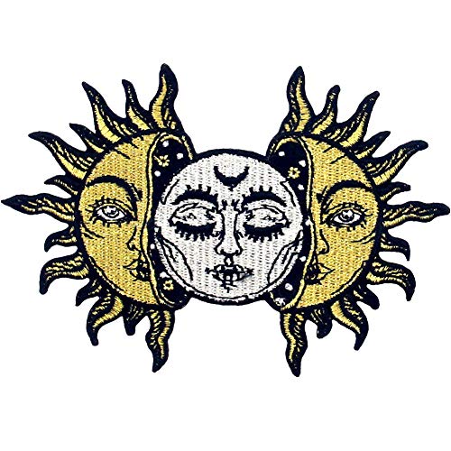 Parche termoadhesivo para la ropa, diseño de Sol y Luna