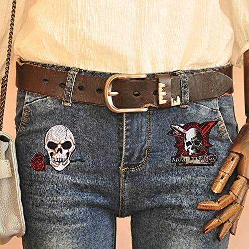 Parches Calaveras para Ropa, 9pcs Parche Termoadhesivo Calavera Rock Punk, Parches para Ropa Termoadhesivos, Parches Apliques Bordados para Ropa Camiseta Jeans Sombrero Pantalon Bolsas