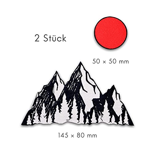 Parches termoadhesivos (sol rojo y cumbre de montaña)