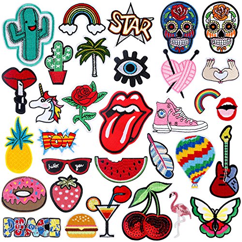 Patch Sticker - RYMALL 32 PC Patch Sticker, Cute DIY Ropa Parches para la camiseta Jeans Ropa Bolsas