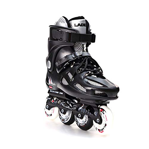 Patines Adultos Linea 4 Ruedas Cómodo Deportes Freeskate Fitness Movimiento Zapatilla Juguete Equipos de Patinaje para Jouvenes Hombre y Mujer,Black,37