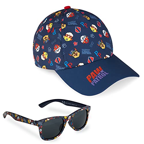 Paw Patrol Pack de Gorra Niño y Gafas de Sol Infantiles de la Patrulla Canina, Gorra Infantil, Gafas de Sol Niño, Regalos para Niños (Azul Marino)