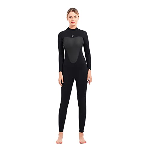 PAWHITS Traje de neopreno para mujer de 3 mm de longitud completa térmico de manga larga para buceo, surf, snorkel, color negro