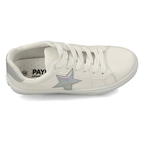 PAYMA - Zapatillas Bambas Deportivas Plataforma Mujer. Tenis Deporte, Casual y Caminar. Cierre Cordones. Interior Acolchado. Color: Blanco Estrella. Talla: EU 40