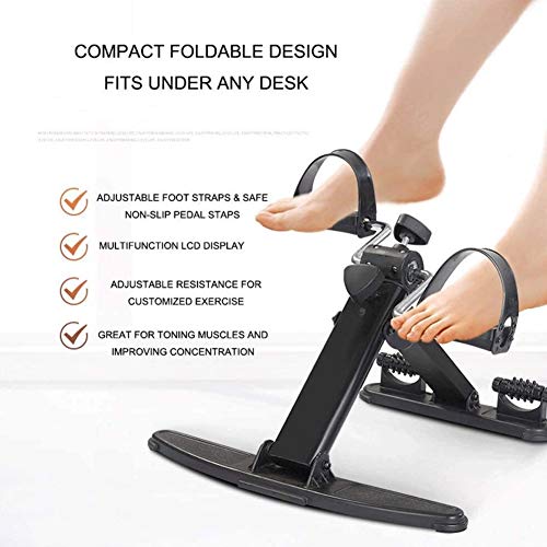 Pedales Estaticos Mini Bicicleta Estatica Ejercitador de pedal con el monitor LCD - Ciclo de escritorio portátil - mano, brazo y pierna Ejercicio Venta ambulante de la máquina - Ajustable aparatos de