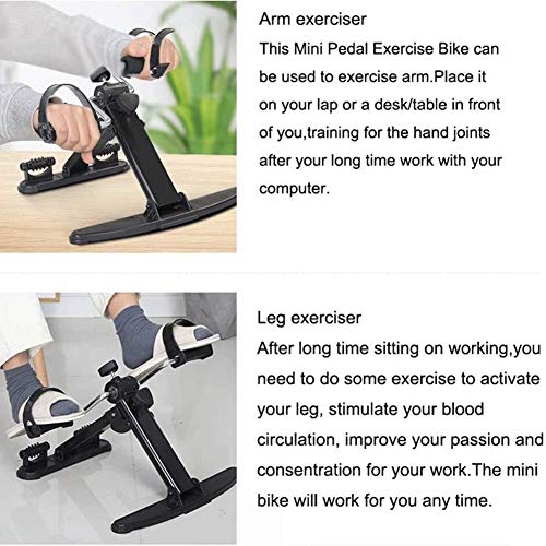 Pedales Estaticos Mini Bicicleta Estatica Ejercitador de pedal con el monitor LCD - Ciclo de escritorio portátil - mano, brazo y pierna Ejercicio Venta ambulante de la máquina - Ajustable aparatos de