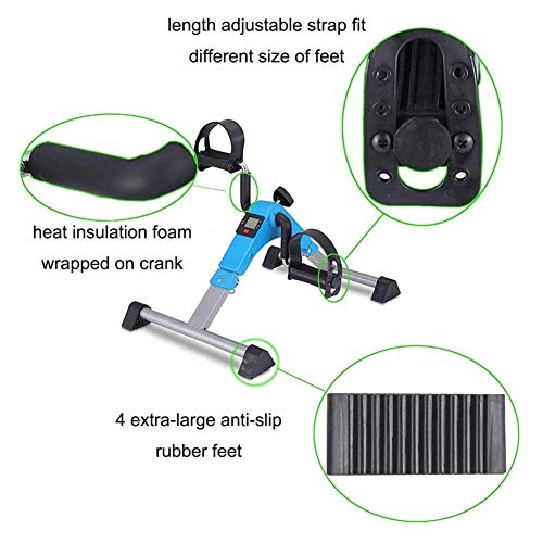 Pedales Estaticos Mini Bicicleta Estatica Pedal ejercitador - Ciclo de Escritorio portátil con el monitor LCD - mano, brazo y pierna Venta ambulante Máquinas de ejercicios - Bajo Impacto, plegable aju