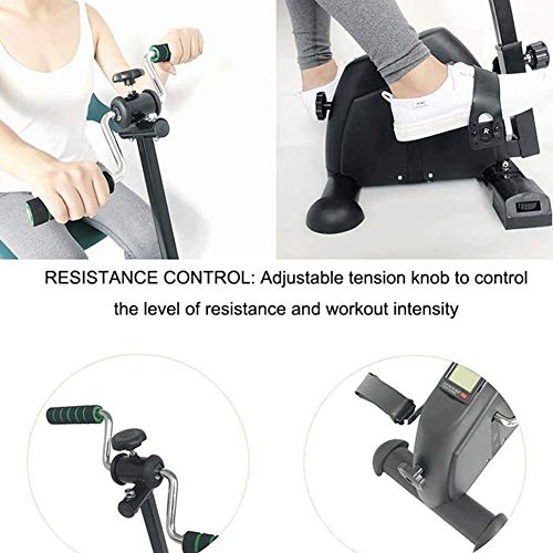 Pedales Estaticos Mini Bicicleta Estatica Pedal portátil Ejercitador - mano, brazo y pierna Máquinas de ejercicios Venta ambulante con el monitor LCD - Ajustable aparatos de ejercicios de rehabilitaci