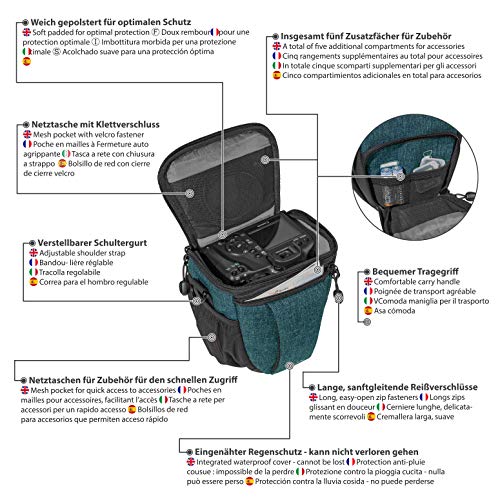 Pedea - Funda para cámara réflex con Protector de Pantalla para Olympus E-M10, E-M5 Mark II, Pen E-PL8 E-PL9, Canon EOS M50, Nikon D5600, D7500, Panasonic Lumix DMC G9 G70 G81 GX8 GX80, Color Azul