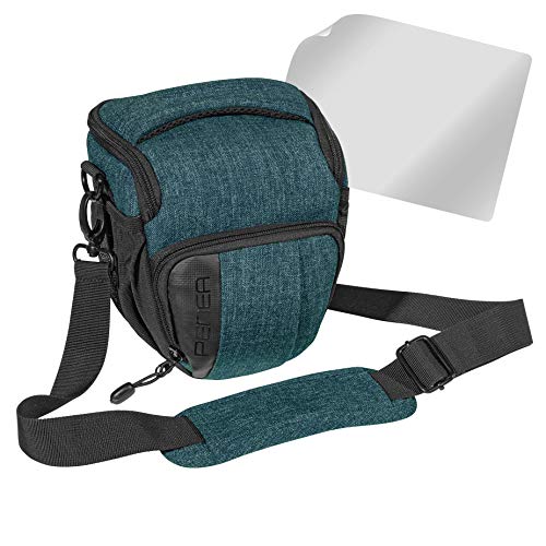 Pedea - Funda para cámara réflex con Protector de Pantalla para Olympus E-M10, E-M5 Mark II, Pen E-PL8 E-PL9, Canon EOS M50, Nikon D5600, D7500, Panasonic Lumix DMC G9 G70 G81 GX8 GX80, Color Azul