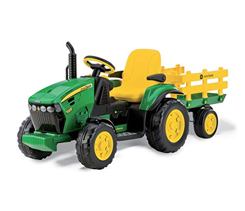 Peg Perego OR0047 - John Deere, Tractor eléctrico con Remolque, 12V