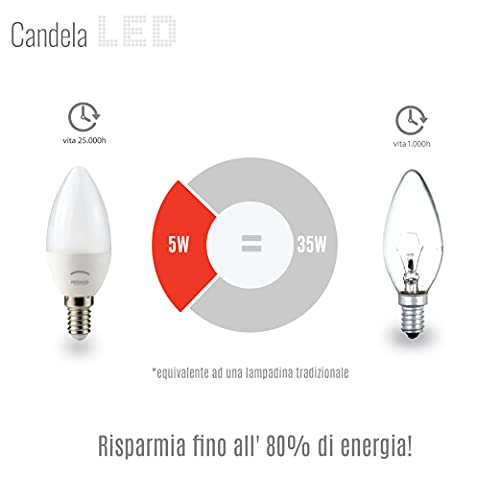 Pegaso - Juego de 10 bombillas LED tipo vela C37, casquillo E14, luz cálida, 3000 K