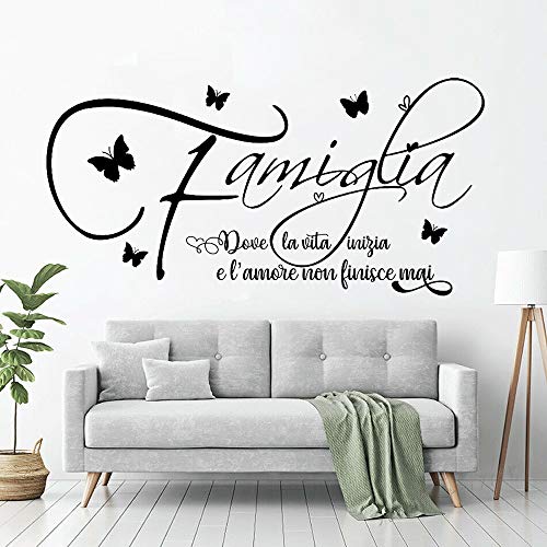 Pegatinas de pared familiares Cotizaciones Adesivi murali frasi famiglia amore decorazione per parete da muro Art Home Living Room Decor A5 113x57cm