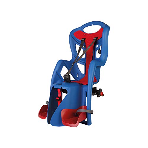 Pepe - Asiento Posterior de Bicicleta - para niños de hasta 22 kg, de 3 a 8 años - Se Fija al Portaequipaje - Azul eléctrico y Rojo