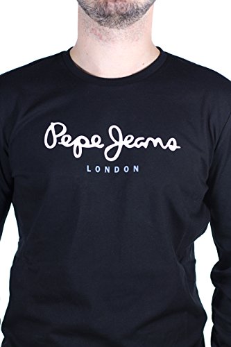 Pepe Jeans Eggo Long Camiseta de Manga Larga, Negro (Black 999), L para Hombre