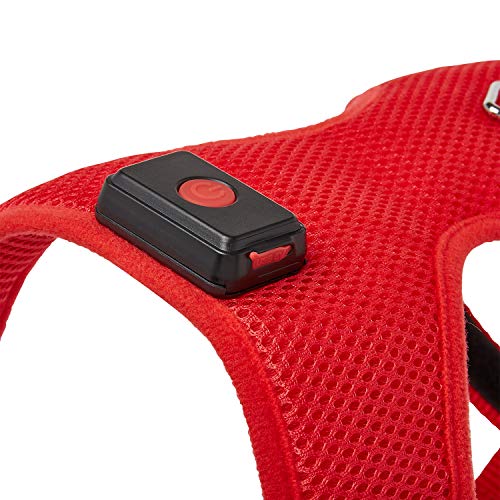 Pequeña Rojo Arnés Perros LED USB Recargable Ajustable Arnes Reflectante Arnes Anti Tirones para Perros Accesorios Chaleco Reflectante Visibilidad Seguridad Iluminada Arnes Perro Acolchado