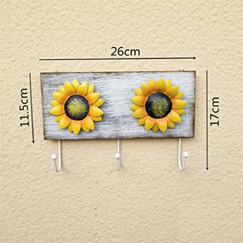 Perchero Decorativo Montado en la Pared 1 unids Girasol Arte Iron Hook Garden Antiguo Abrigo de Madera Artesanía Colgante Colgante Capa Rack Vintage Creativo Tienda Casa Decoración Perchero moderno mo