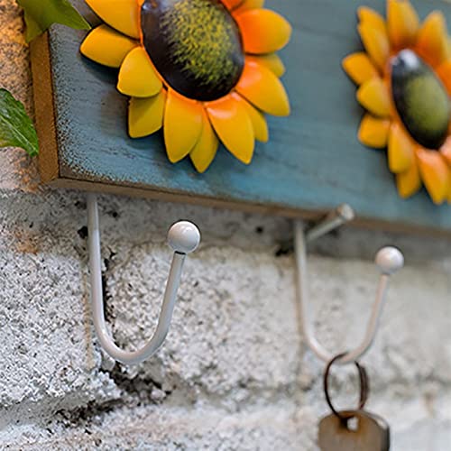 Perchero Decorativo Montado en la Pared 1 unids Girasol Arte Iron Hook Garden Antiguo Abrigo de Madera Artesanía Colgante Colgante Capa Rack Vintage Creativo Tienda Casa Decoración Perchero moderno mo