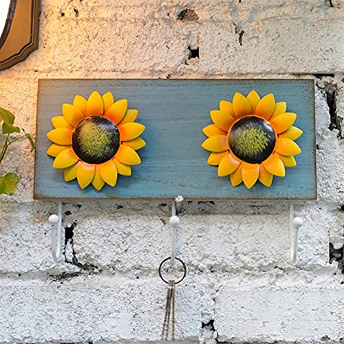 Perchero Decorativo Montado en la Pared 1 unids Girasol Arte Iron Hook Garden Antiguo Abrigo de Madera Artesanía Colgante Colgante Capa Rack Vintage Creativo Tienda Casa Decoración Perchero moderno mo