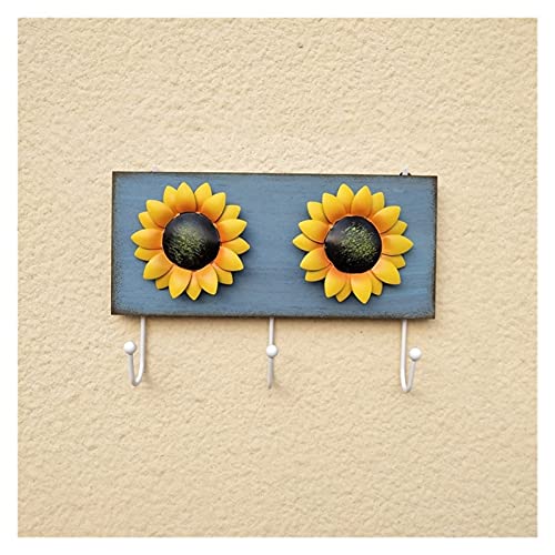 Perchero Decorativo Montado en la Pared 1 unids Girasol Arte Iron Hook Garden Antiguo Abrigo de Madera Artesanía Colgante Colgante Capa Rack Vintage Creativo Tienda Casa Decoración Perchero moderno mo