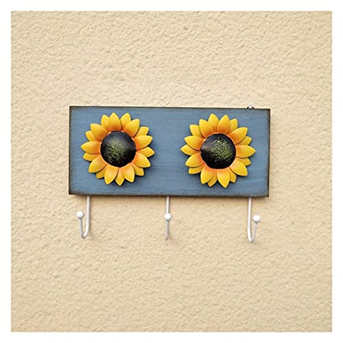 Perchero Decorativo Montado en la Pared 1 unids Girasol Arte Iron Hook Garden Antiguo Abrigo de Madera Artesanía Colgante Colgante Capa Rack Vintage Creativo Tienda Casa Decoración Perchero moderno mo