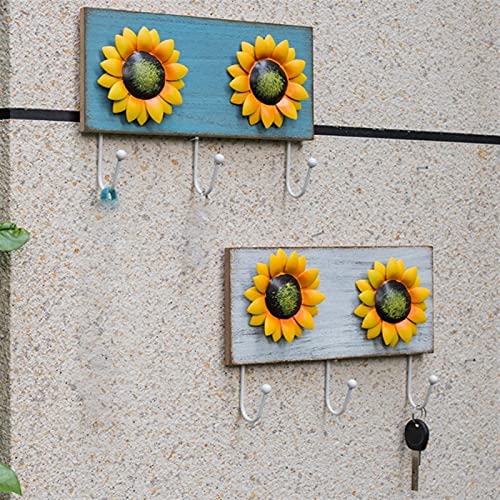 Perchero Decorativo Montado en la Pared 1 unids Girasol Arte Iron Hook Garden Antiguo Abrigo de Madera Artesanía Colgante Colgante Capa Rack Vintage Creativo Tienda Casa Decoración Perchero moderno mo