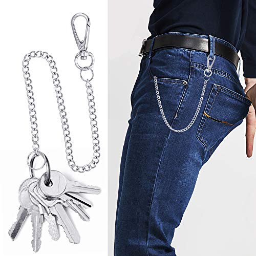 PERFETSELL 2 Pcs Cadenas para Llaveros 44 cm Cadena Acero Inoxidable Llavero Pantalon Cadena de Llavero Cadena de Bolsas para Llaveros Cadena Llavero para Niños Hombre y Mujeres