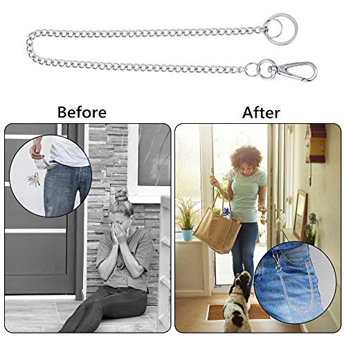 PERFETSELL 2 Pcs Cadenas para Llaveros 44 cm Cadena Acero Inoxidable Llavero Pantalon Cadena de Llavero Cadena de Bolsas para Llaveros Cadena Llavero para Niños Hombre y Mujeres