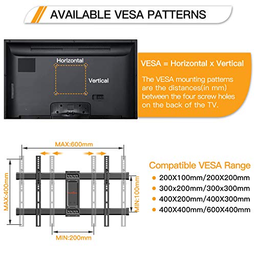 Perlegear Soporte TV Pared Articulado Inclinable Y Giratorio – Soporte De TV para Pantallas De 37-70” TV – MAX VESA 600x400mm, para Soportar 60kg