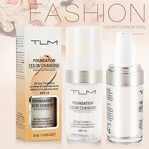 Persdico para TLM Impecable Que Cambia de Color cálido Tono de Piel Base de Maquillaje Base de Maquillaje líquido hidratante para Rostro Desnudo Corrector para Mujeres