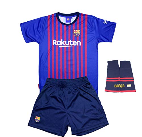 Personalizador Conjunto Complet Infantil FC Barcelona réplica Oficial Licenciado da primeira equipa Temporada 2018-19 - Dorsal Messi 10 (12 Anos)