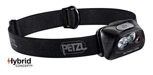 Petzl Actik Core Linterna (Linterna con cinta para cabeza, Black, Botones, IPX4, CE, 450 lm) + E99ACA, Batería Recargable Compatible con Linterna Hybird , Blanco