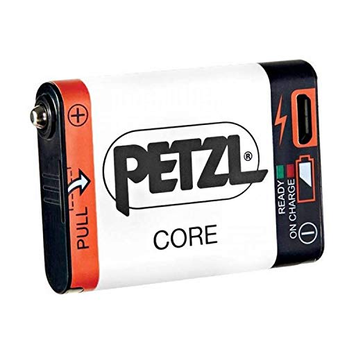 Petzl Actik Core Linterna (Linterna con cinta para cabeza, Black, Botones, IPX4, CE, 450 lm) + E99ACA, Batería Recargable Compatible con Linterna Hybird , Blanco