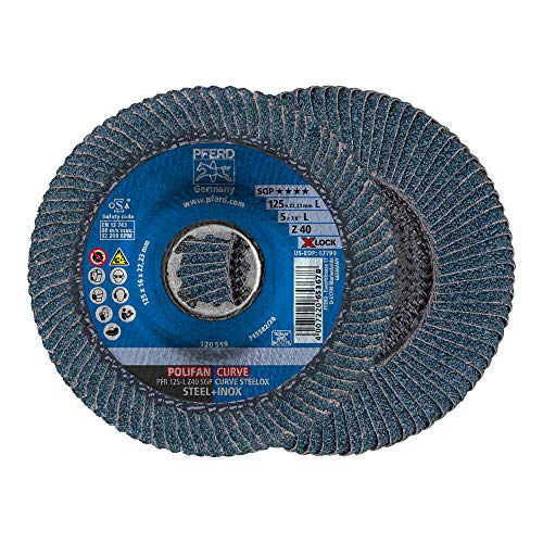 PFERD Disco de láminas POLIFAN Curve, 10 Unidades, 125 mm x 14 mm, Z40, X-Lock (22,23 mm), SGP STEELOX, 67689063 – para la precisión de la Costura, Na, Breite 14 mm