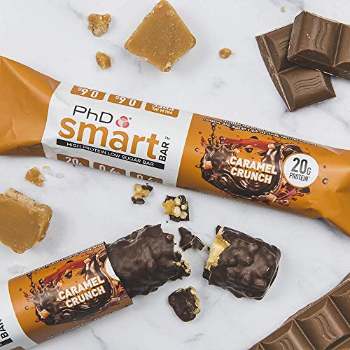 PhD Smart Bars, Pack de Barritas Altas en Proteínas Bajas en Carbohidratos con Delicioso Sabor de Caramelo y Chocolate Negro (Caja de 12 x 64g)