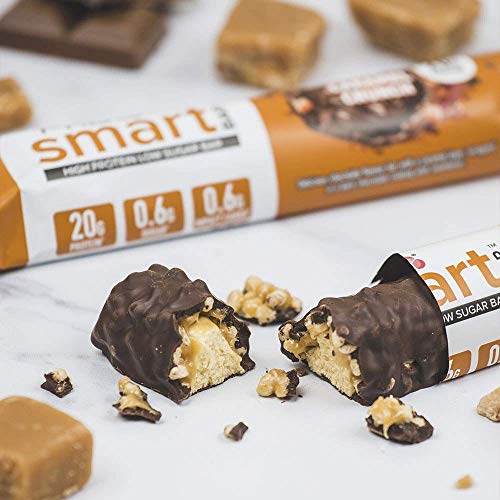 PhD Smart Bars, Pack de Barritas Altas en Proteínas Bajas en Carbohidratos con Delicioso Sabor de Caramelo y Chocolate Negro (Caja de 12 x 64g)