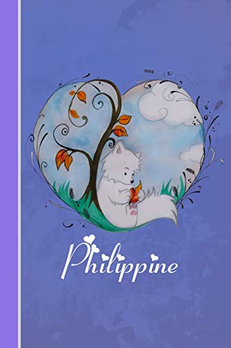 Philippine: Cahier personnalisé | Fox avec coeur | Couverture souple | 120 pages | vide | Notebook | Journal intime | Scrapbook | idée cadeau