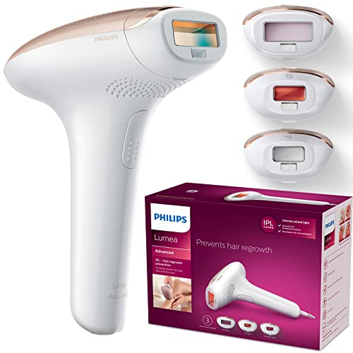 Philips Lumea Advanced SC1999/00 - Depiladora Luz Pulsada, para la Depilación Permanente del Vello Visible en Casa con sensor de tono de piel y 3 Cabezales: Cuerpo, Cara y Zona Bikini