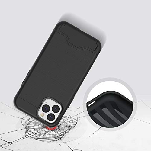 Phone TPU ultra-delgada + PC cepilló la caja protectora a prueba de golpes textura for el iPhone Pro 11, con el sostenedor y la tarjeta de ranura (Negro) Simplemente en forma y cómodo ( Color : Grey )