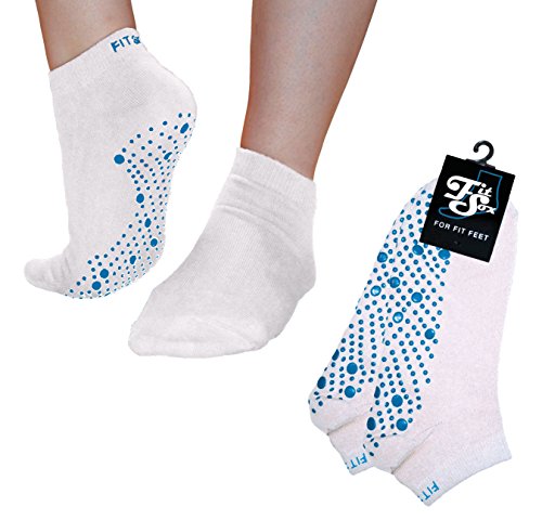 Pilates, Yoga, Barre, Ballet, Baile, Aptitud, Artes Marciales, Gimnasio, Rutina De Ejercicio, Antideslizante, Apretón, Patinar, Prevención De Caída, Hospital, Calcetines. Fit Products (Blanco / Azul)