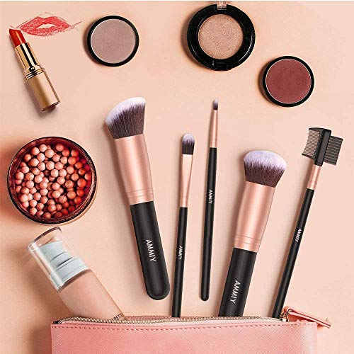 Pinceles de Maquillaje Rose Golden de 18 Piezas Brochas de maquillaje de Primera Calidad Set Para Cara y Ojos, Pinceles Sintéticos Para Correctores en Polvo de Base Blush Eyeshadow