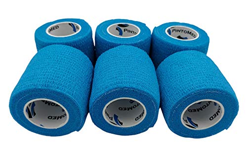 PintoMed - Venda Cohesiva - Azul Claro - 6 rollos x 5 cm x 4,5 m autoadhesivo flexible vendaje, primeros auxilios, lesiones