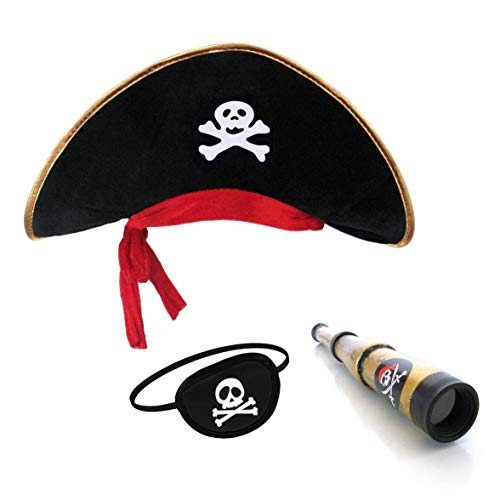 Pirata Sombrero Parche Ojo Capitán Telescopio para Niños